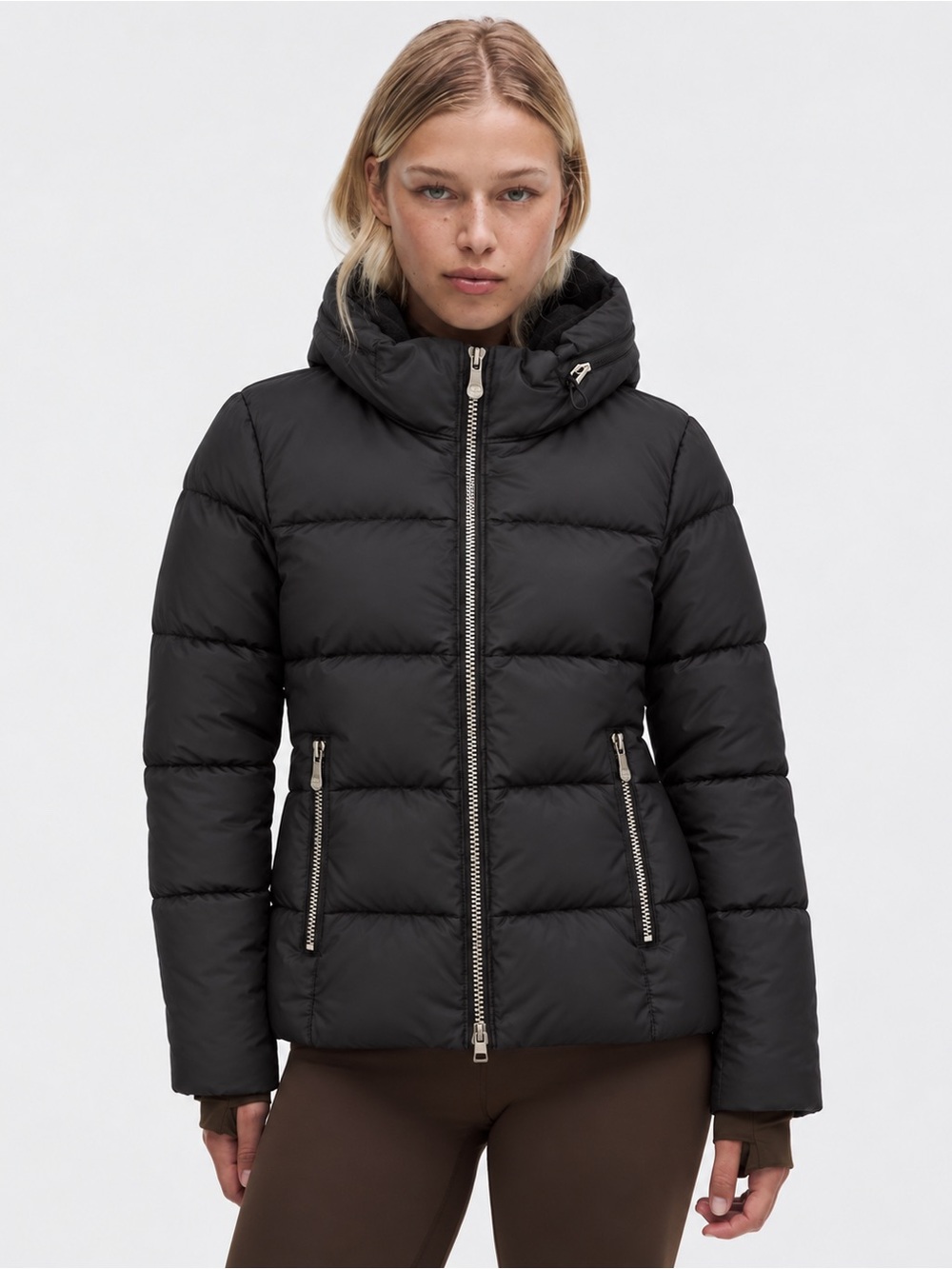 Vintage Old Navy Y2K Luxe Black Down Puffer Hooded Jacket Winter Coat Gorpcore M